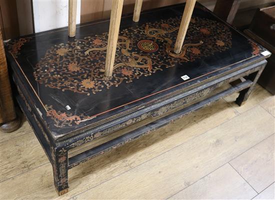 A Chinese export lacquer rectangular topped table, W.115cm